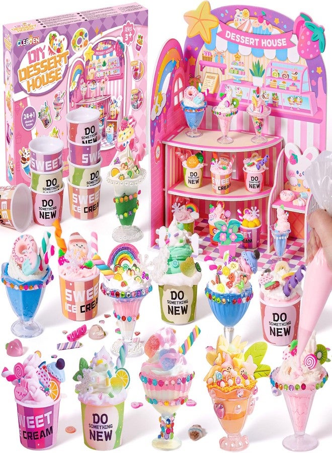 Cleboen Mini Dessert House DIY Toy Set, Making 24 Miniature Food Desserts, Resin & Clay Kitchen Play Food DIY Craft Kit for Kids Aged 8+, Ideal Girls Gift for Birthday Christmas, Not Edible - Image 1